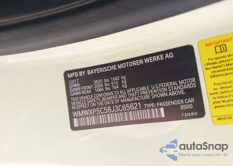 2018 Mini Hardtop Cooper/Oxford Edition из США, поврежденный, VIN WMWXP5C58J3C65621